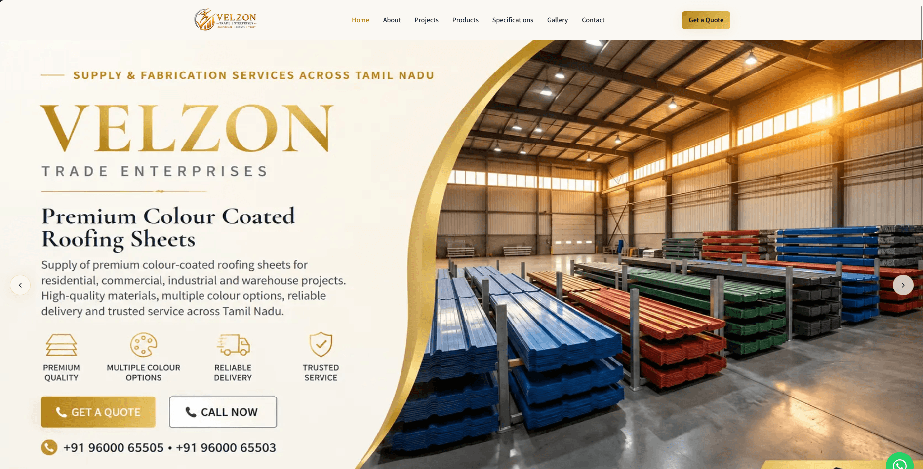 Velzon Trade Enterprises — Roofing & Fabrication Materials project